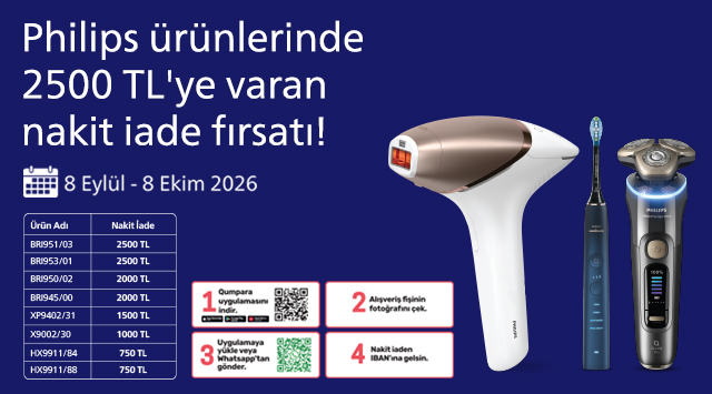 Seçili Philips Alışverişinize NAKİT İADE kampanyası