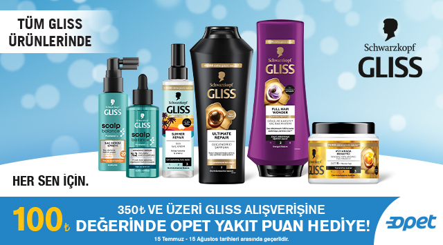 350 TL ve üzeri Gliss Alışverişinize kampanyası