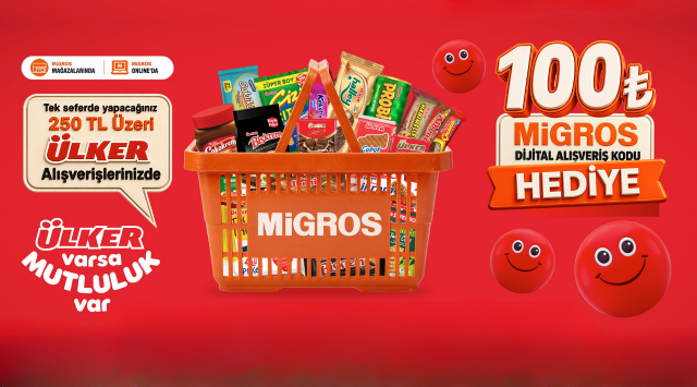 250 TL ve Üzeri Ülker Alışverişinize 100 TL MİGROS DİJİTAL HEDİYE ÇEKİ kampanyası