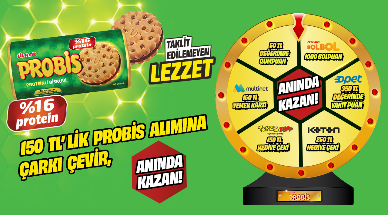 150 TL ve üzeri Probis Alışverişinize ÇARK ÇEVİR kampanyası
